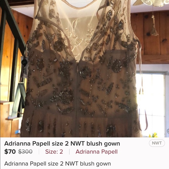 NWT Adrianna Papell shell/blush gown US 2 - Picture 8 of 8